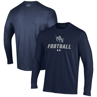 Men's Under Armour Navy Colorado School of Mines Orediggers Football Performance Long Sleeve T-Shirt