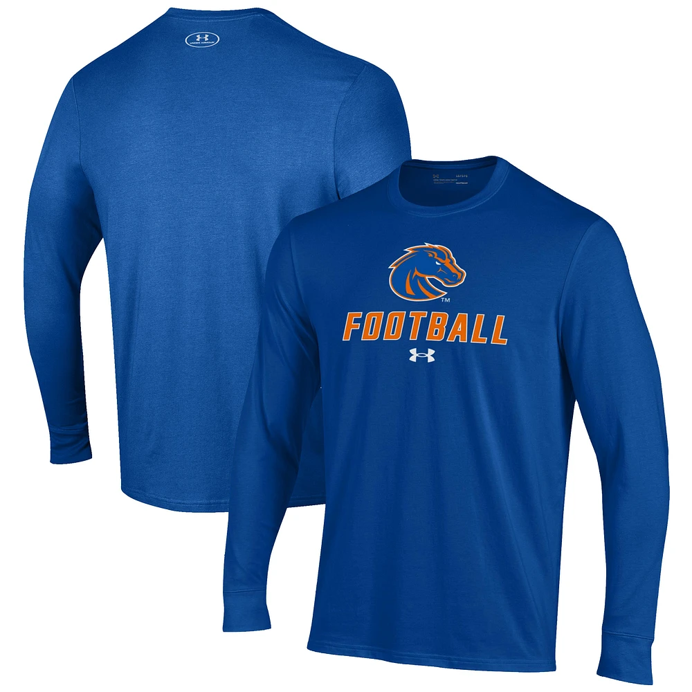 Men's Under Armour Royal Boise State Broncos Football Performance Long Sleeve T-Shirt