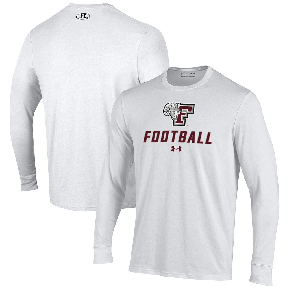 Men's Under Armour White Fordham Rams Football Performance Long Sleeve T-Shirt