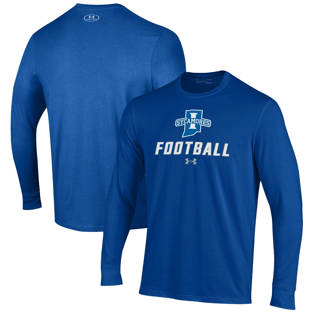 Men's Under Armour Royal Indiana State Sycamores Football Performance Long Sleeve T-Shirt