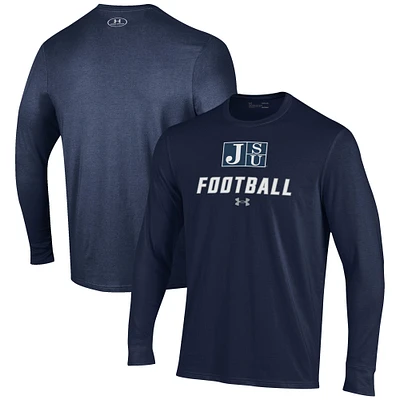 Men's Under Armour Navy Jackson State Tigers Football Performance Long Sleeve T-Shirt