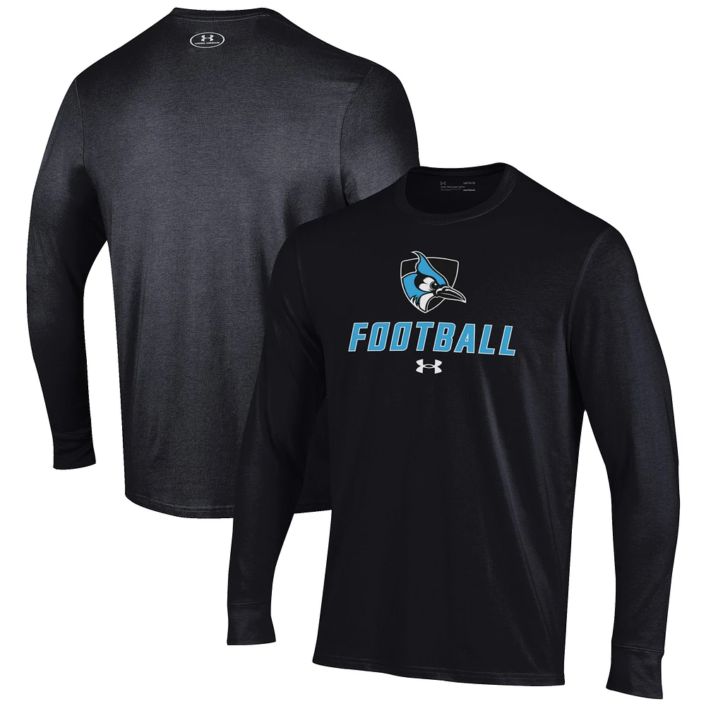 Men's Under Armour Black Johns Hopkins Blue Jays Football Performance Long Sleeve T-Shirt