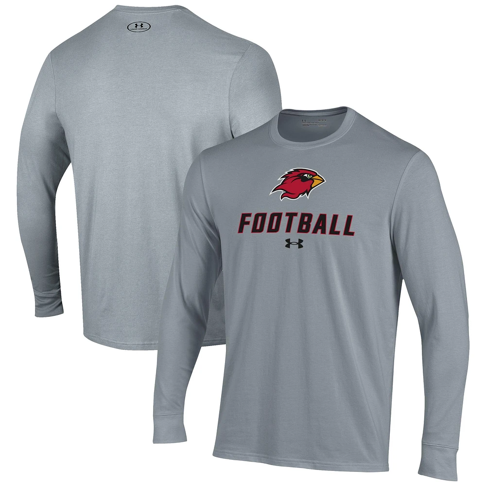 Men's Under Armour Grey Lamar Cardinals Football Performance Long Sleeve T-Shirt