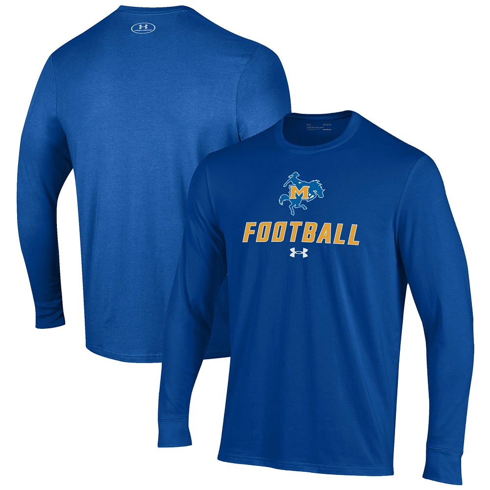 Men's Under Armour Royal McNeese State Cowboys Football Performance Long Sleeve T-Shirt