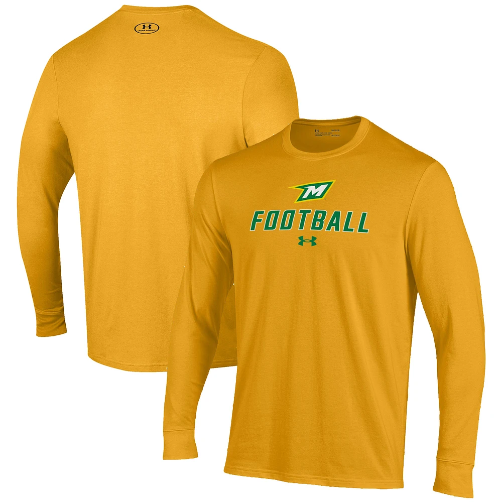 Men's Under Armour Gold McDaniel Green Terror Football Performance Long Sleeve T-Shirt