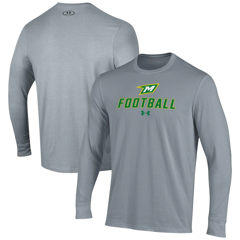 Men's Under Armour Grey McDaniel Green Terror Football Performance Long Sleeve T-Shirt