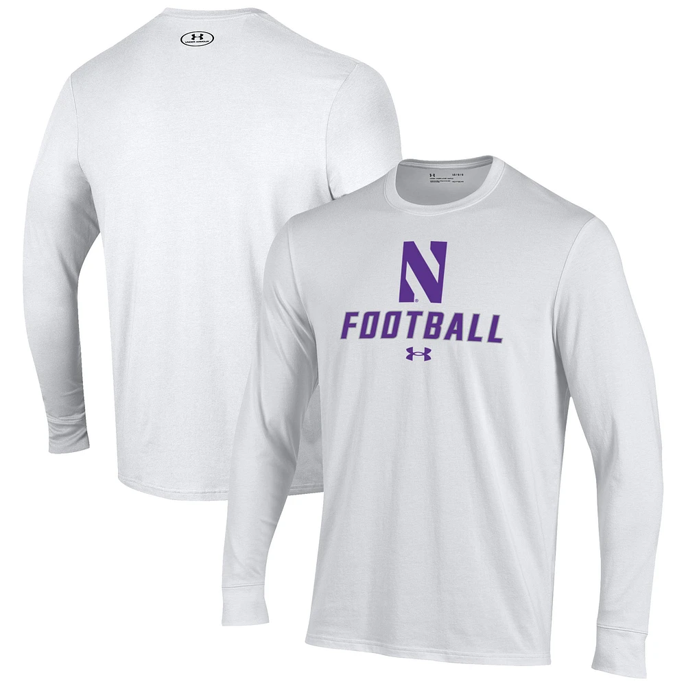 Men's Under Armour White Northwestern Wildcats Football Performance Long Sleeve T-Shirt
