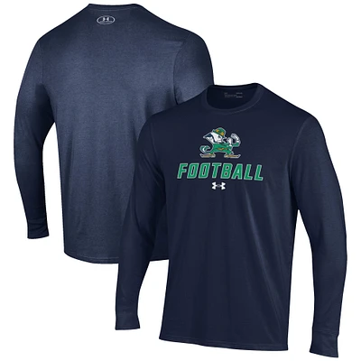 Men's Under Armour Navy Notre Dame Fighting Irish Football Performance Long Sleeve T-Shirt