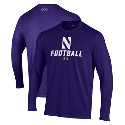 Men's Under Armour Northwestern Wildcats Football Performance Long Sleeve T-Shirt