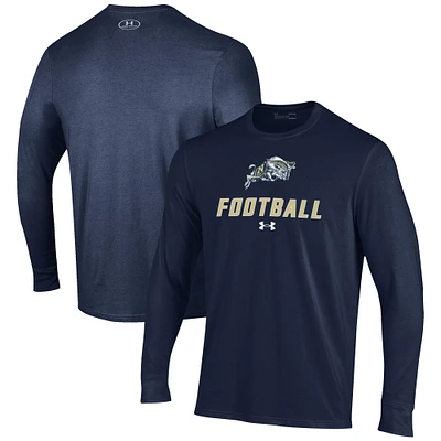 Men's Under Armour Navy Midshipmen Football Performance Long Sleeve T-Shirt