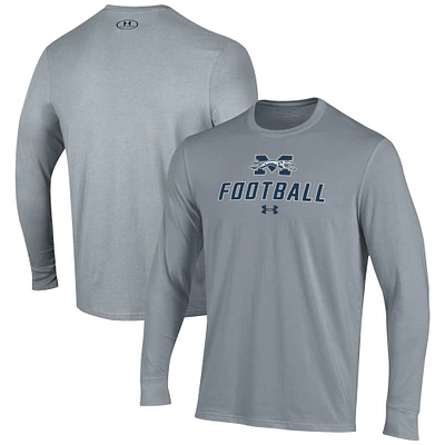 Men's Under Armour Grey Moravian Greyhounds Football Performance Long Sleeve T-Shirt