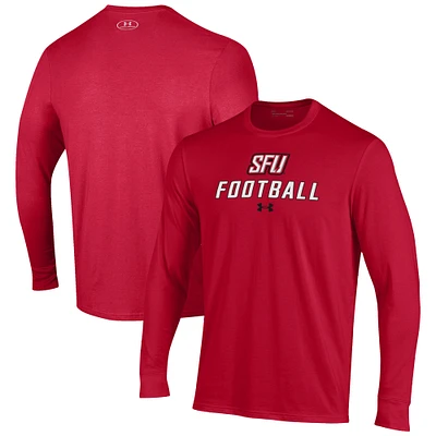 Men's Under Armour Red Saint Francis Flash Football Performance Long Sleeve T-Shirt