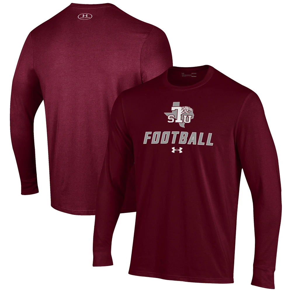 Men's Under Armour Maroon Texas Southern Tigers Football Performance Long Sleeve T-Shirt