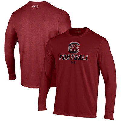 Men's Under Armour Garnet South Carolina Gamecocks Football Performance Long Sleeve T-Shirt