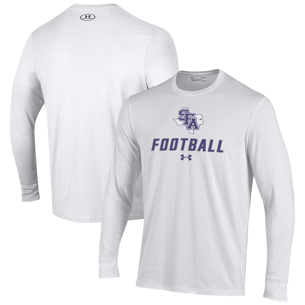 Men's Under Armour White Stephen F Austin Lumberjacks Football Performance Long Sleeve T-Shirt