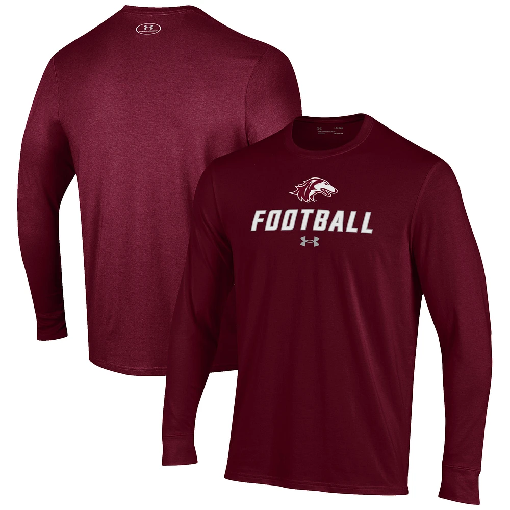 Men's Under Armour Maroon Southern Illinois Salukis Football Performance Long Sleeve T-Shirt
