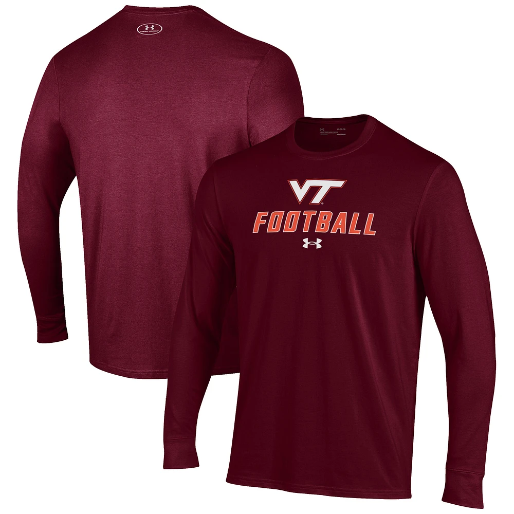 Men's Under Armour Maroon Virginia Tech Hokies Football Performance Long Sleeve T-Shirt