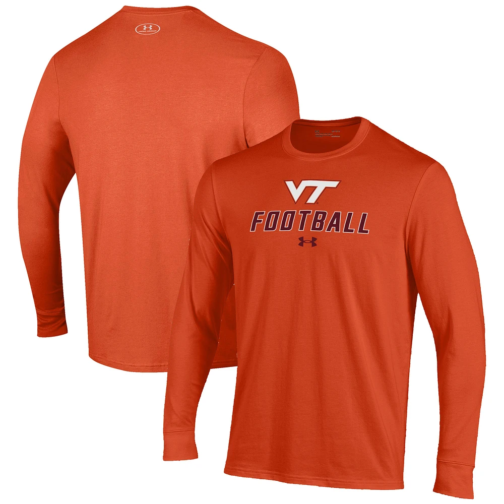 Men's Under Armour Orange Virginia Tech Hokies Football Performance Long Sleeve T-Shirt