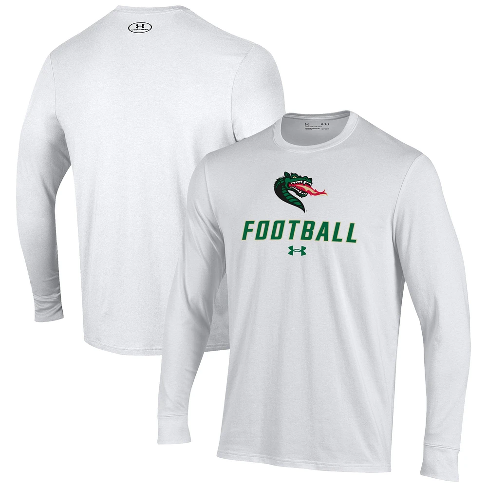 Men's Under Armour White UAB Blazers Football Performance Long Sleeve T-Shirt