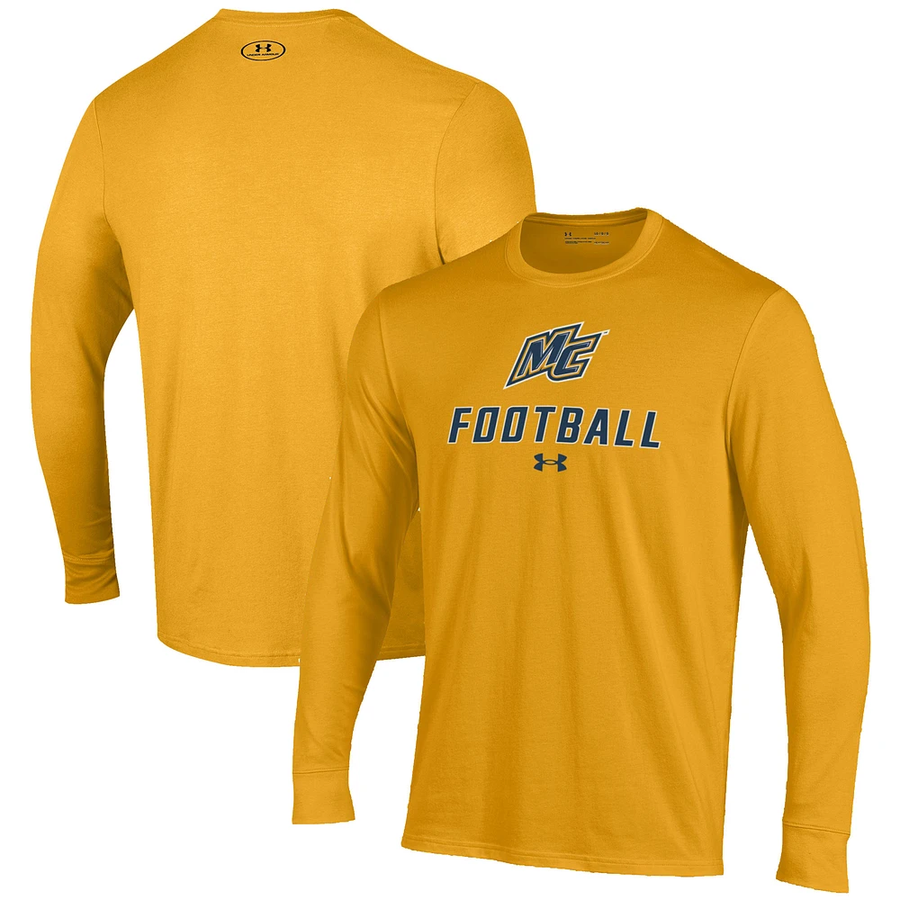 Men's Under Armour Gold Merrimack College Warriors Football Performance Long Sleeve T-Shirt