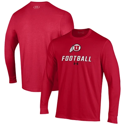 Men's Under Armour Utah Utes Football Performance Long Sleeve T-Shirt