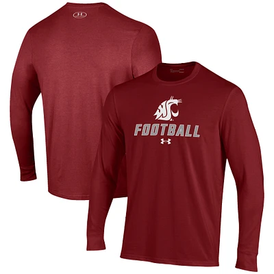 Men's Under Armour Crimson Washington State Cougars Football Performance Long Sleeve T-Shirt