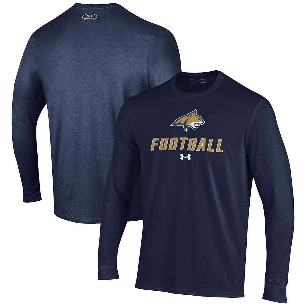 Men's Under Armour Navy Montana State Bobcats Football Performance Long Sleeve T-Shirt