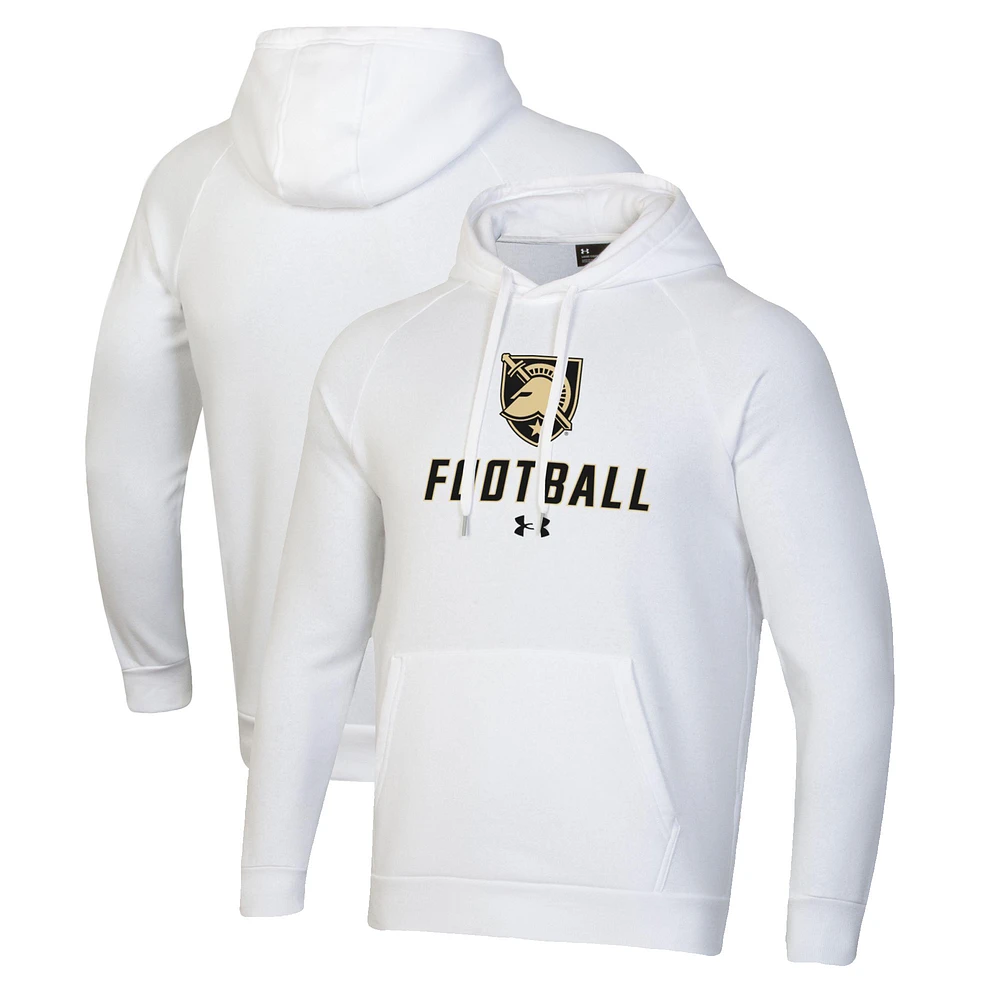 Men's Under Armour White Army Black Knights Football Rival Fleece Pullover Hoodie