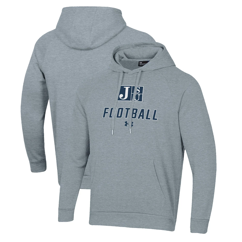 Men's Under Armour Grey Jackson State Tigers Football Rival Fleece Pullover Hoodie