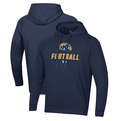 Men's Under Armour Navy Kent State Golden Flashes Football Rival Fleece Pullover Hoodie