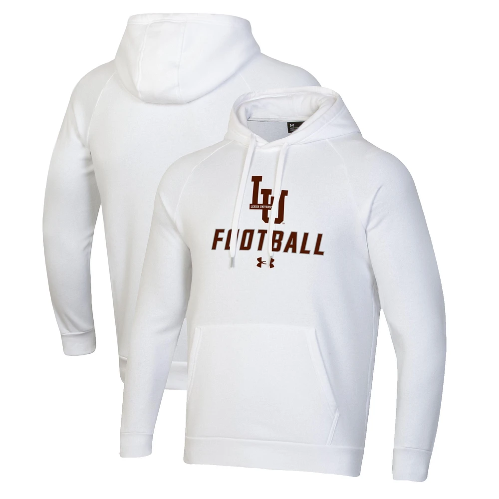 Men's Under Armour White Lehigh Mountain Hawks Football Rival Fleece Pullover Hoodie