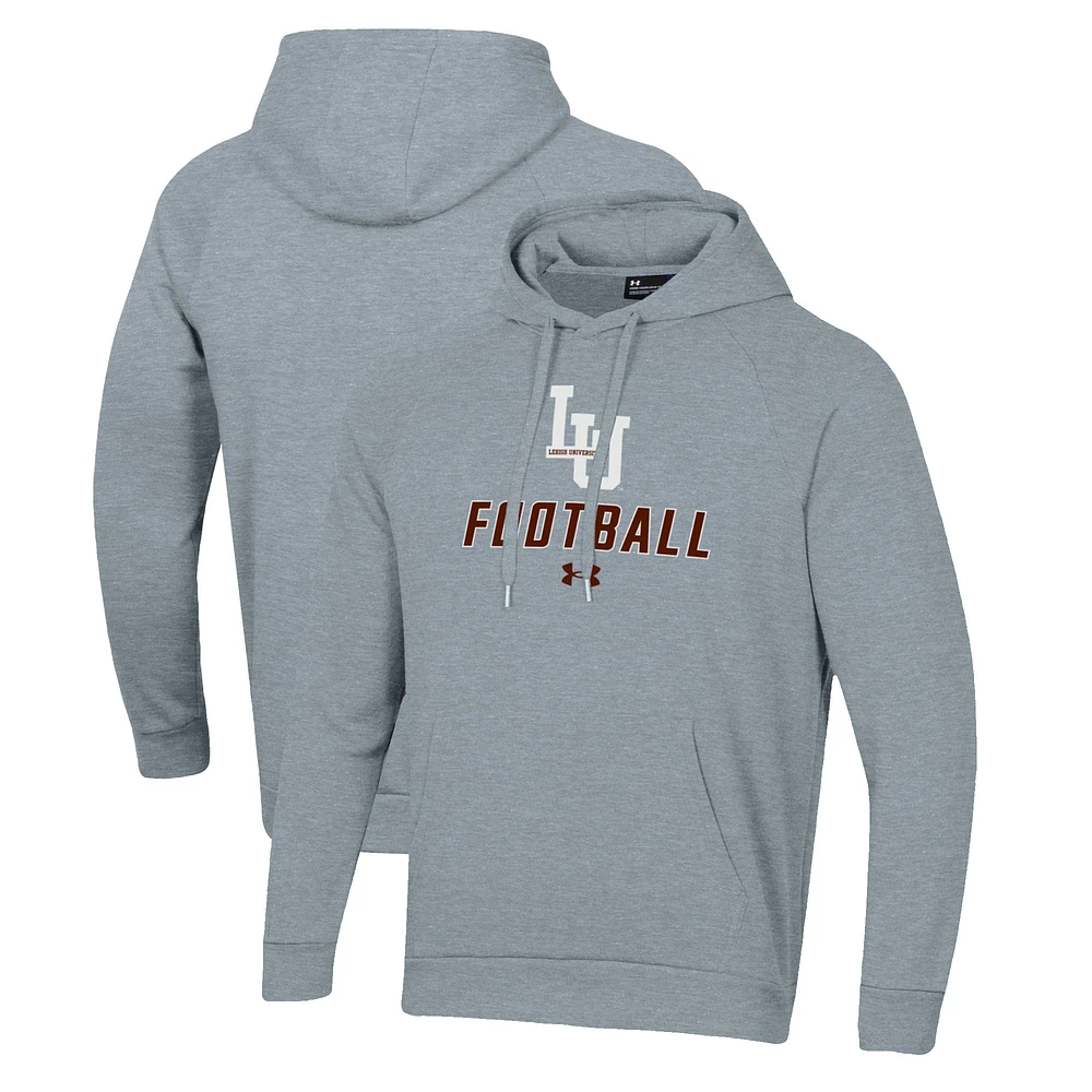 Men's Under Armour Grey Lehigh Mountain Hawks Football Rival Fleece Pullover Hoodie