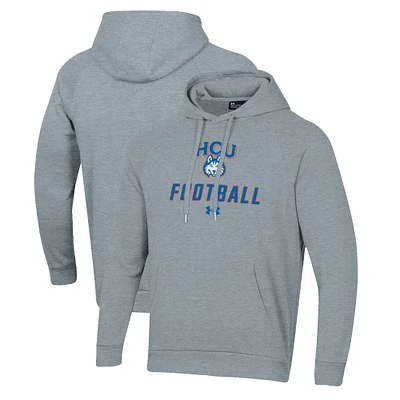 Men's Under Armour Grey Houston Christian Huskies Football Rival Fleece Pullover Hoodie