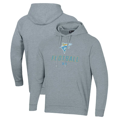 Men's Under Armour Grey LIU Sharks Football Rival Fleece Pullover Hoodie