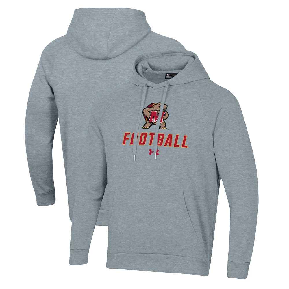 Men's Under Armour Grey Maryland Terrapins Football Rival Fleece Pullover Hoodie