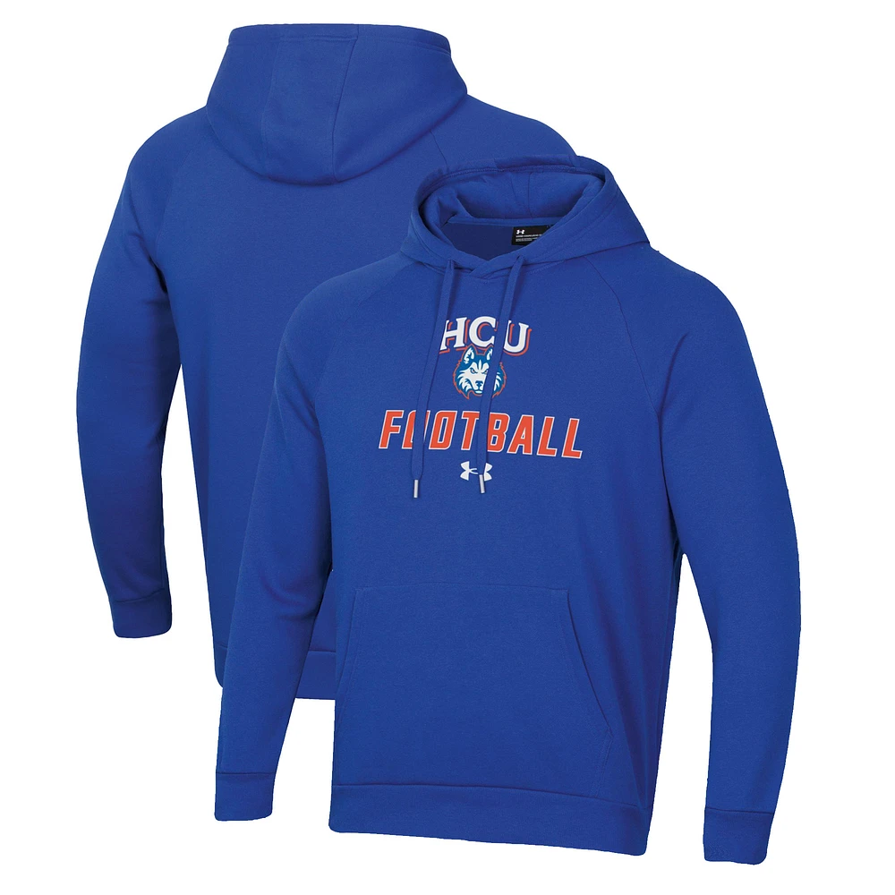 Men's Under Armour Royal Houston Christian Huskies Football Rival Fleece Pullover Hoodie