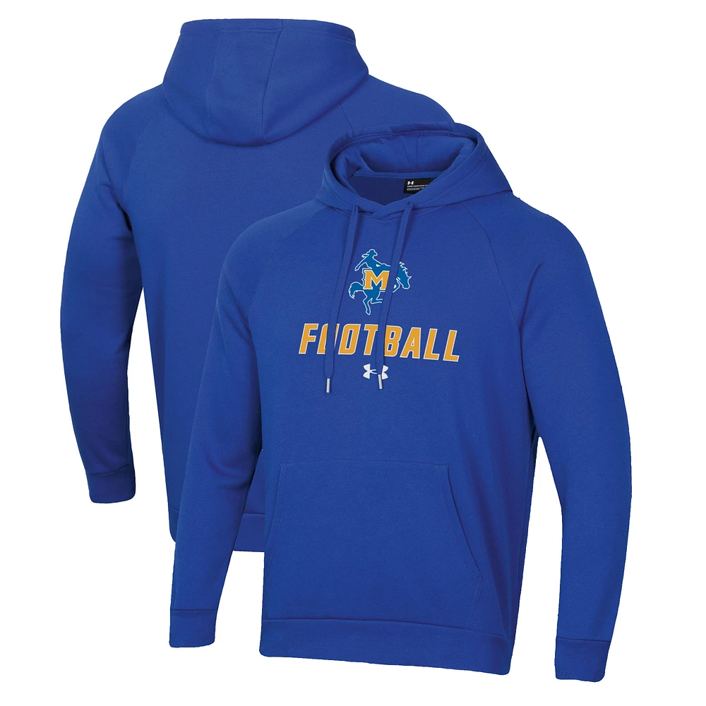 Men's Under Armour Royal McNeese State Cowboys Football Rival Fleece Pullover Hoodie