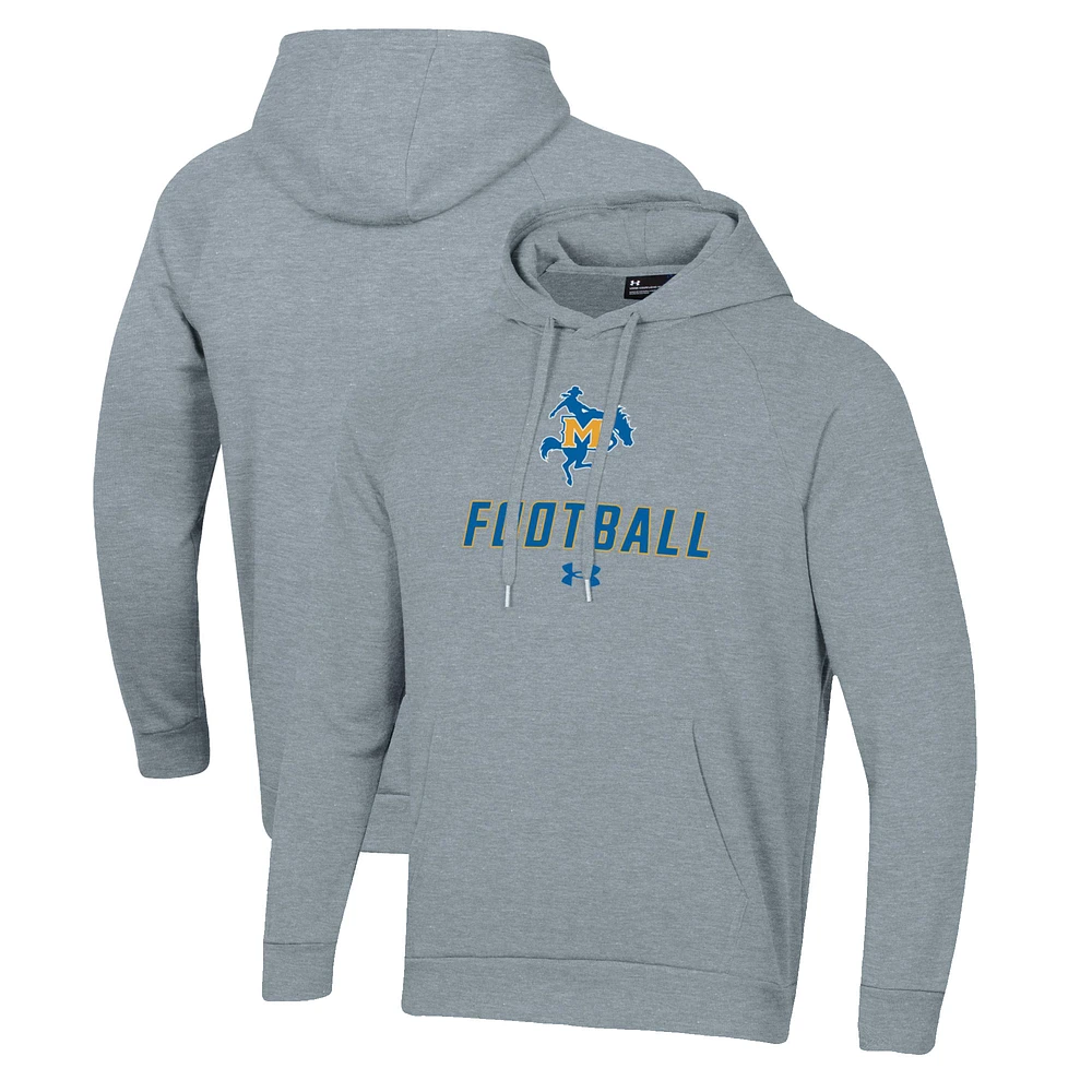 Men's Under Armour Grey McNeese State Cowboys Football Rival Fleece Pullover Hoodie