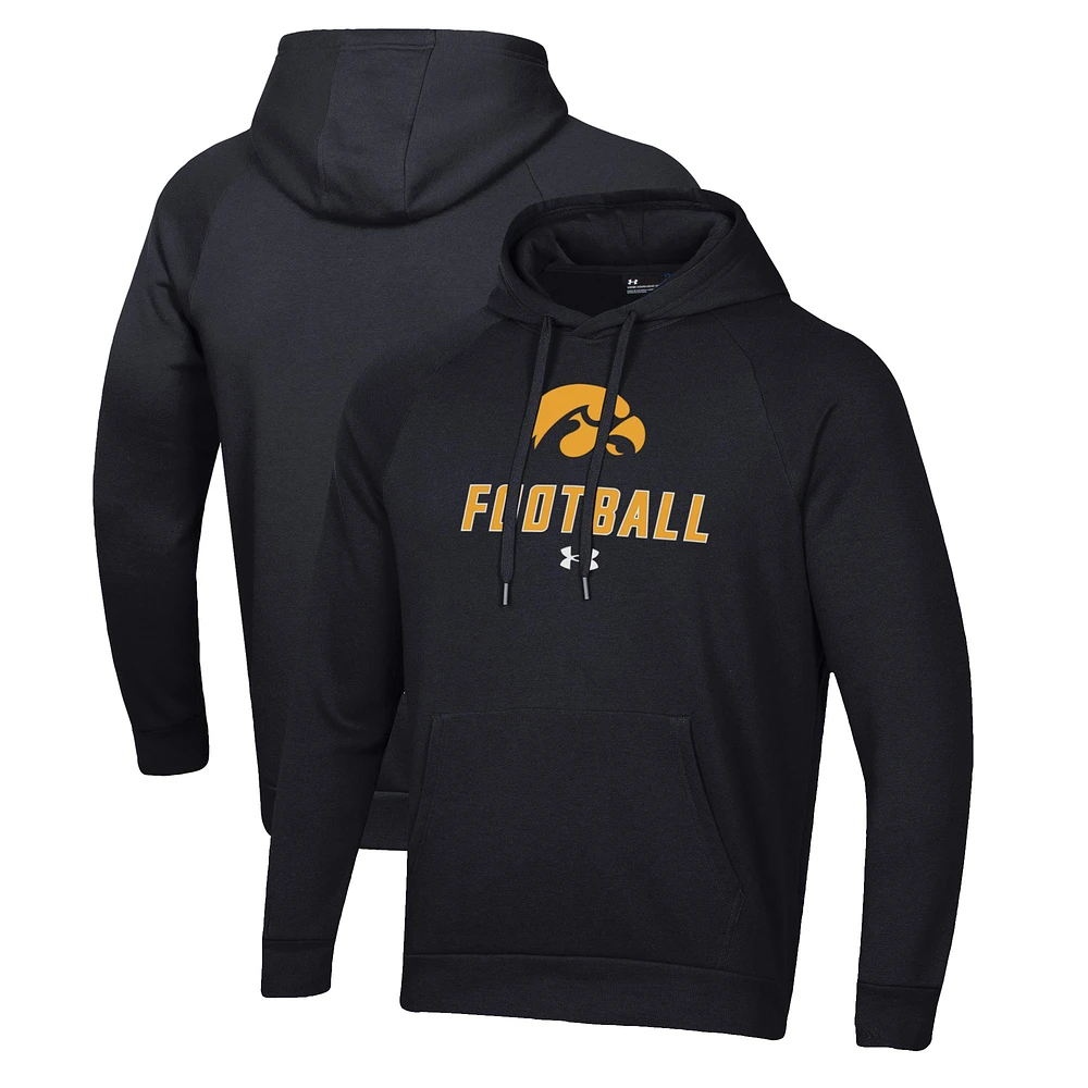 Men's Under Armour Black Iowa Hawkeyes Football Rival Fleece Pullover Hoodie