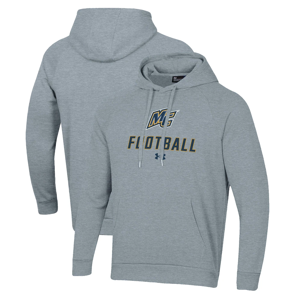 Men's Under Armour Grey Merrimack College Warriors Football Rival Fleece Pullover Hoodie