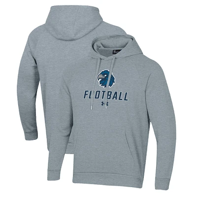 Men's Under Armour Grey Monmouth Hawks Football Rival Fleece Pullover Hoodie