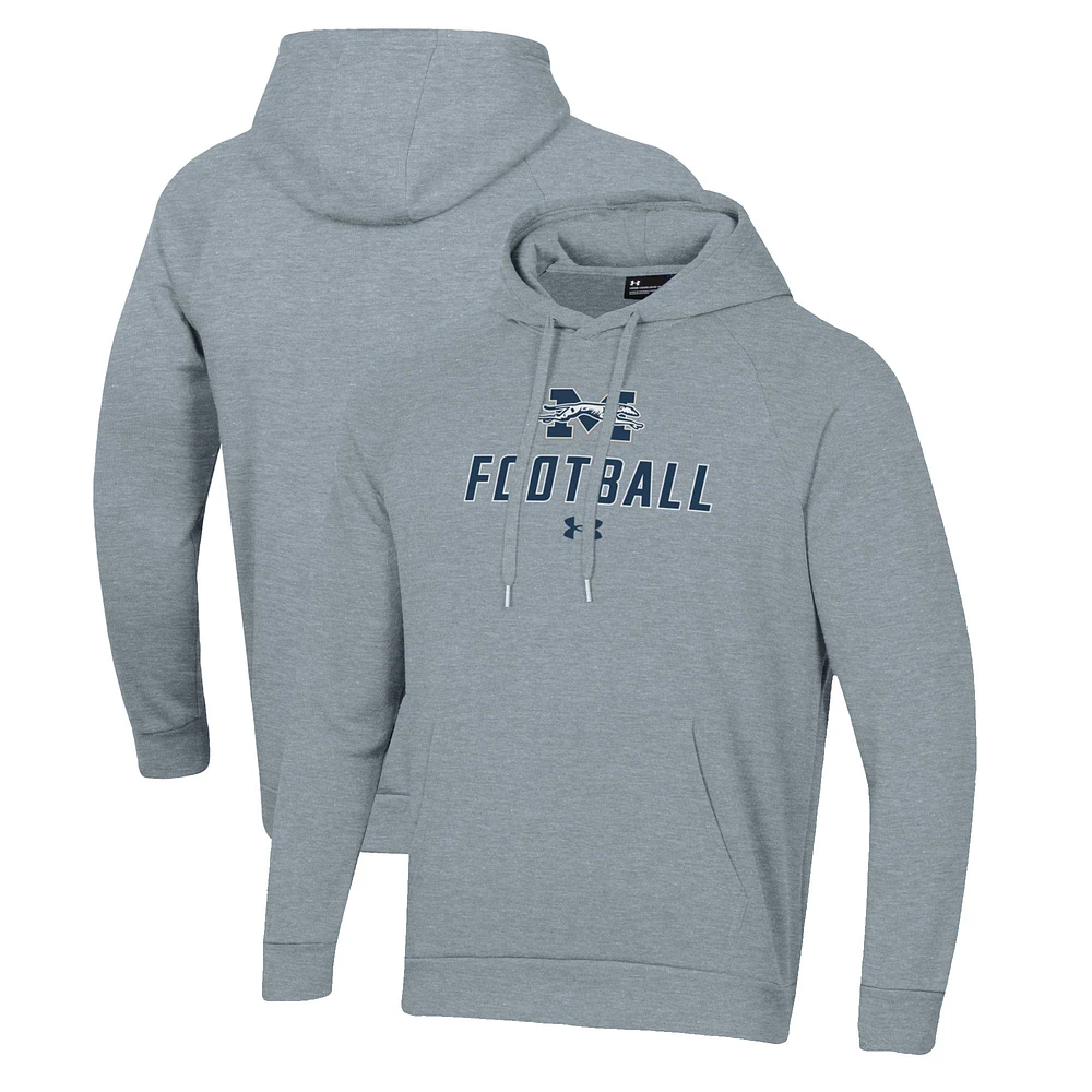 Men's Under Armour Grey Moravian Greyhounds Football Rival Fleece Pullover Hoodie