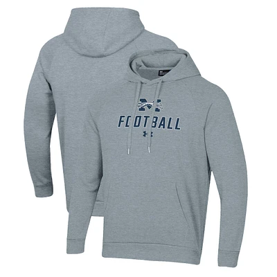 Men's Under Armour Grey Moravian Greyhounds Football Rival Fleece Pullover Hoodie