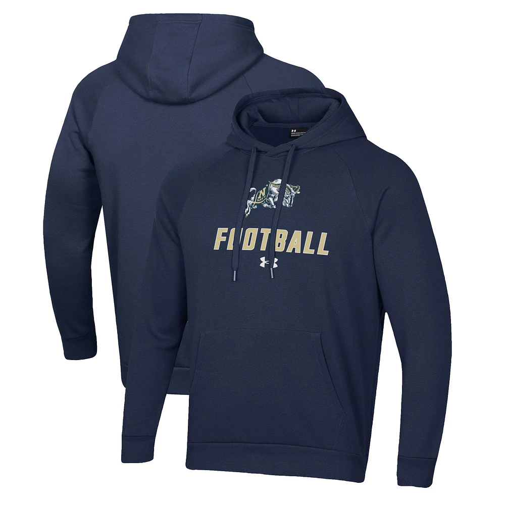Men's Under Armour Navy Midshipmen Football Rival Fleece Pullover Hoodie