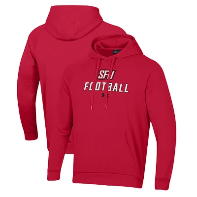 Men's Under Armour Red Saint Francis Flash Football Rival Fleece Pullover Hoodie