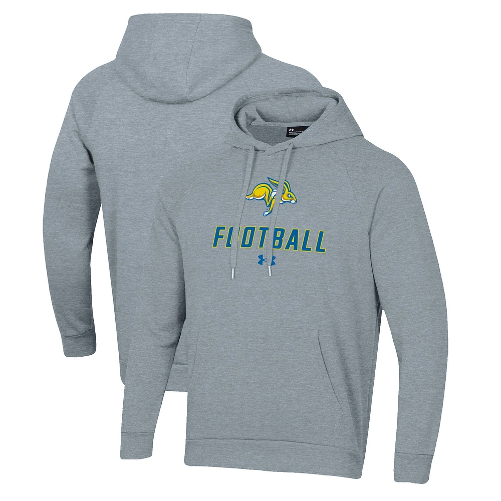 Men's Under Armour Grey South Dakota State Jackrabbits Football Rival Fleece Pullover Hoodie