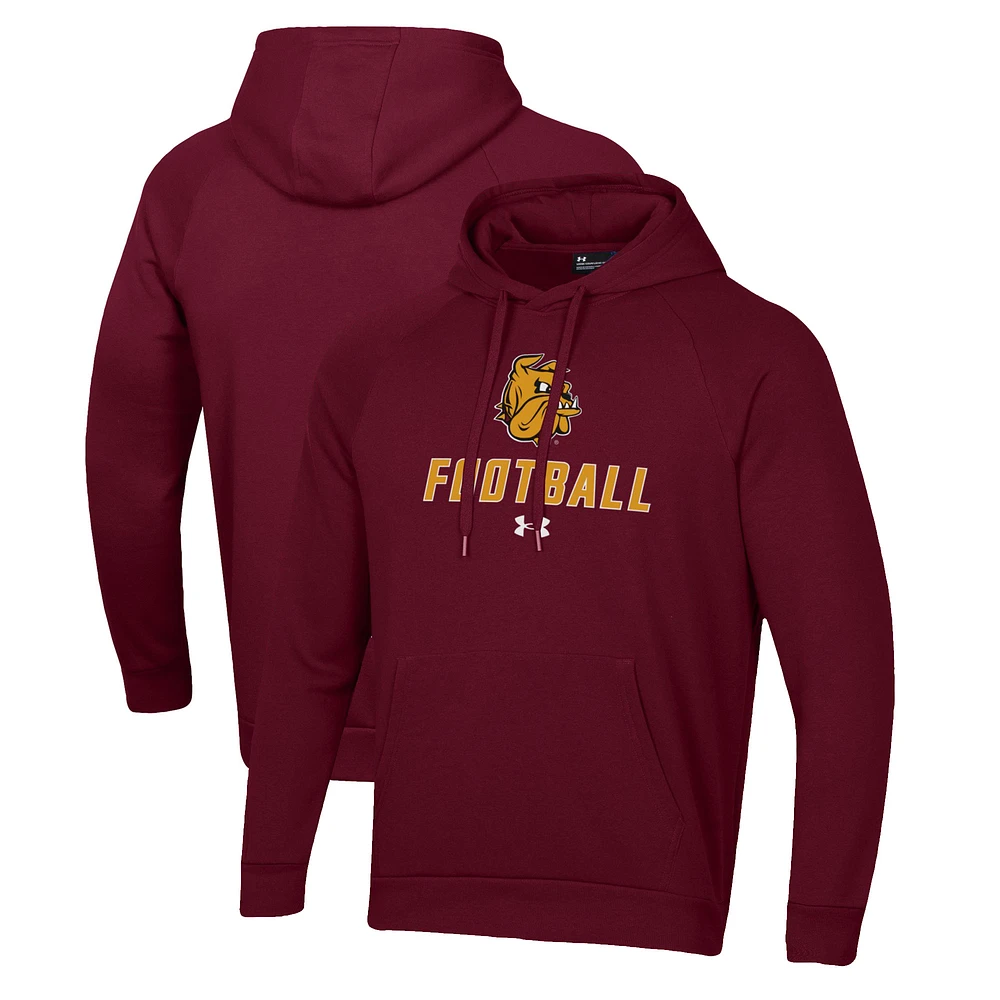 Men's Under Armour Maroon Minnesota Duluth Bulldogs Football Rival Fleece Pullover Hoodie