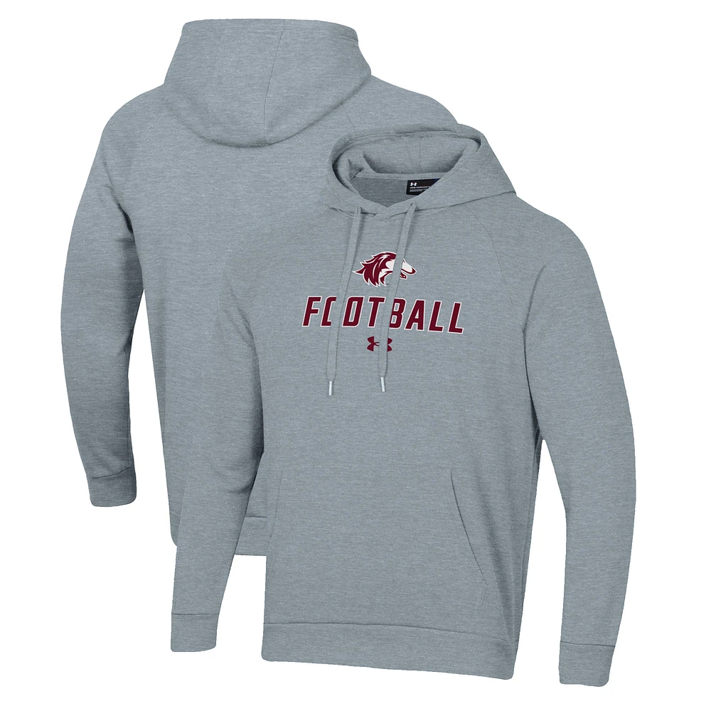 Men's Under Armour Grey Southern Illinois Salukis Football Rival Fleece Pullover Hoodie