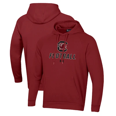 Men's Under Armour Garnet South Carolina Gamecocks Football Rival Fleece Pullover Hoodie