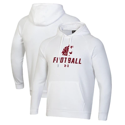 Men's Under Armour White Washington State Cougars Football Rival Fleece Pullover Hoodie